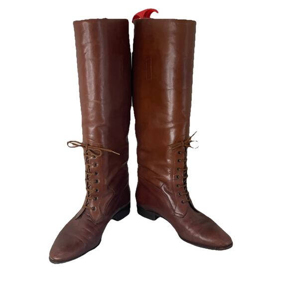 VTG Delman Tall Riding Boots Brown Italian All Leather Equestrian Horse Riding 8 - Picture 11 of 15